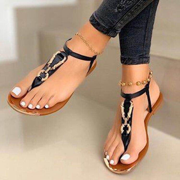 Elegant Herringbone Thong Sandals