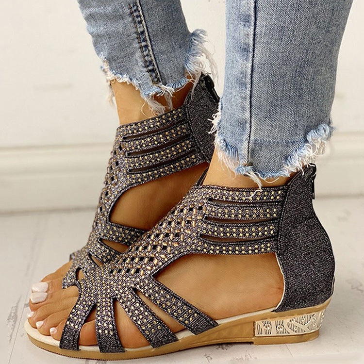 Elegant Roman Rhinestone Sandals