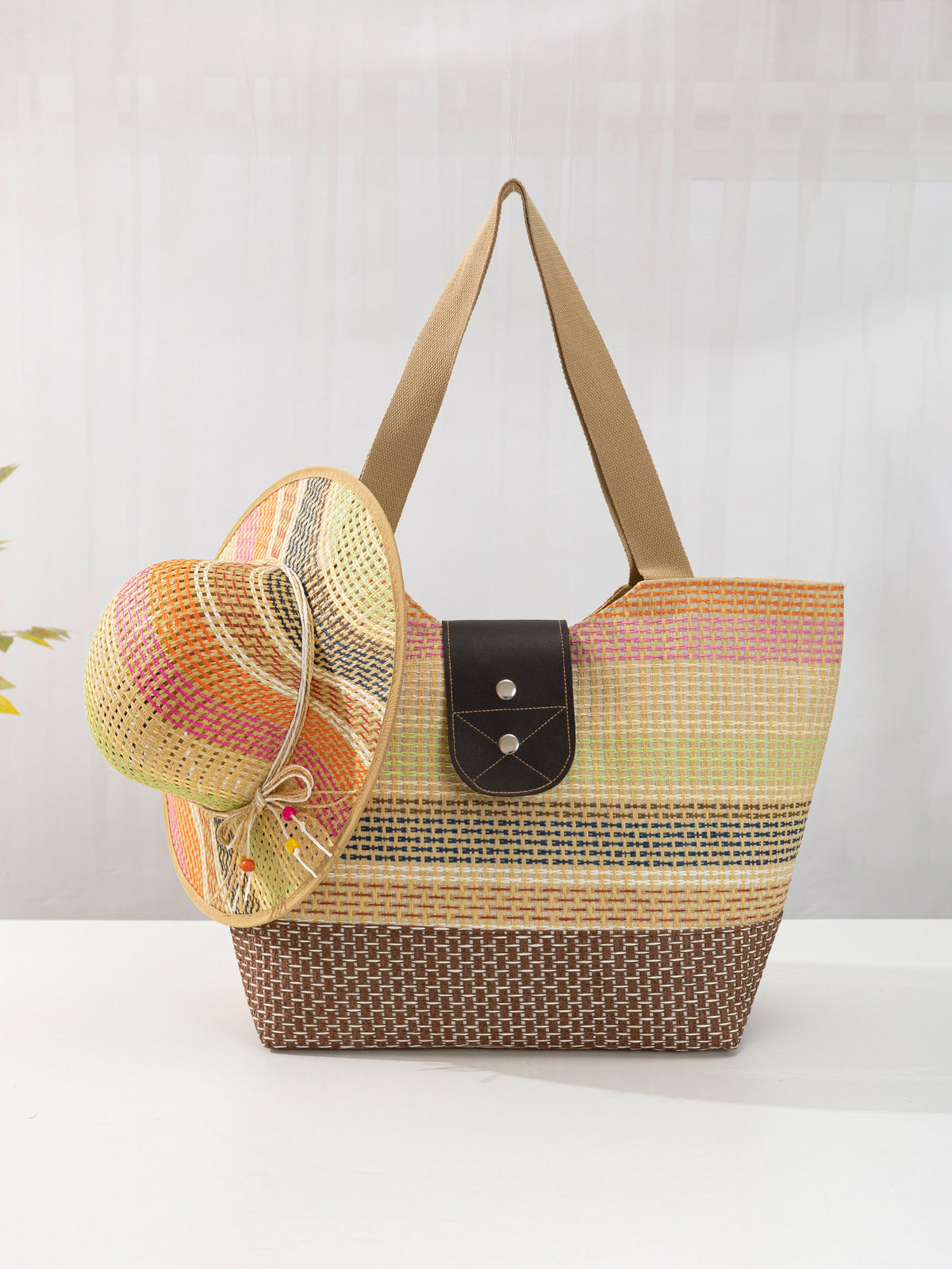 Fashionable Color-block Paper Bag for Women (Large)