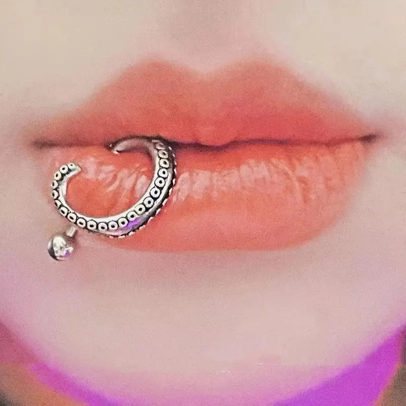 Titanium Squid Tentacle Lip Ring
