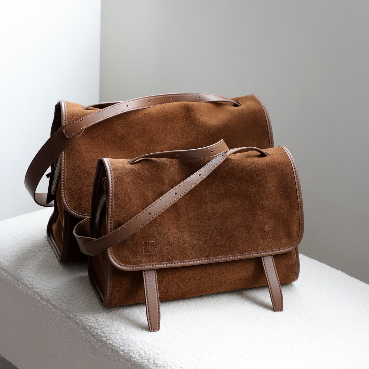 Matte Leather Large Messenger Bag