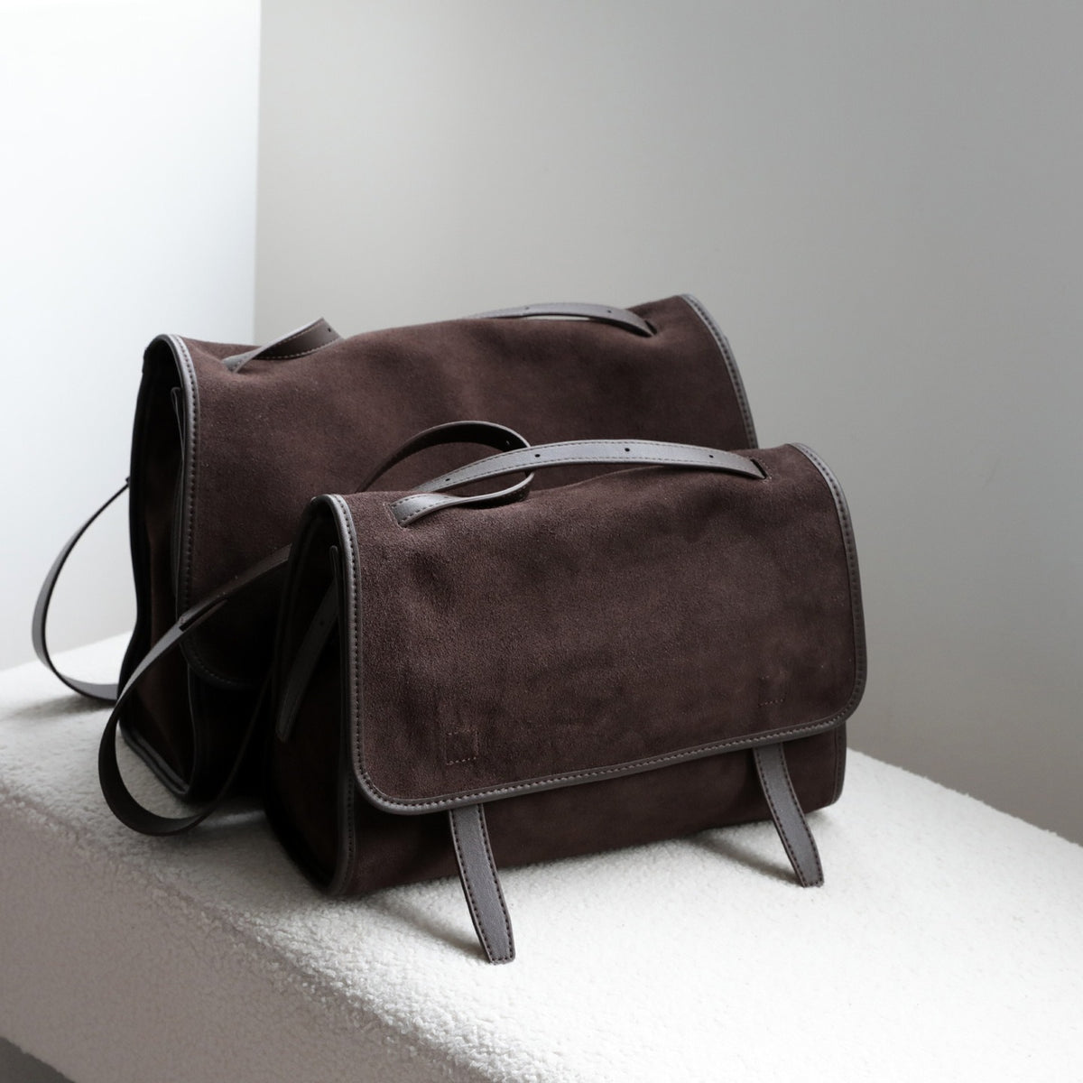 Matte Leather Large Messenger Bag