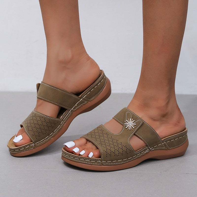 Women's Casual Floral Wedge Sandals with Thick Bottom