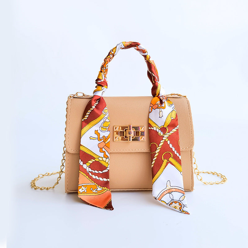 Trendy Women's Mini Chain Shoulder Bag with Scarf