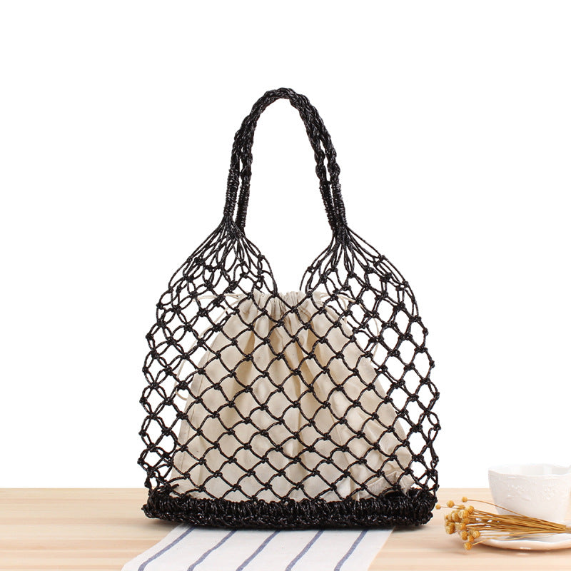 New Ins Solid Color Hand-Crocheted Tote Bag