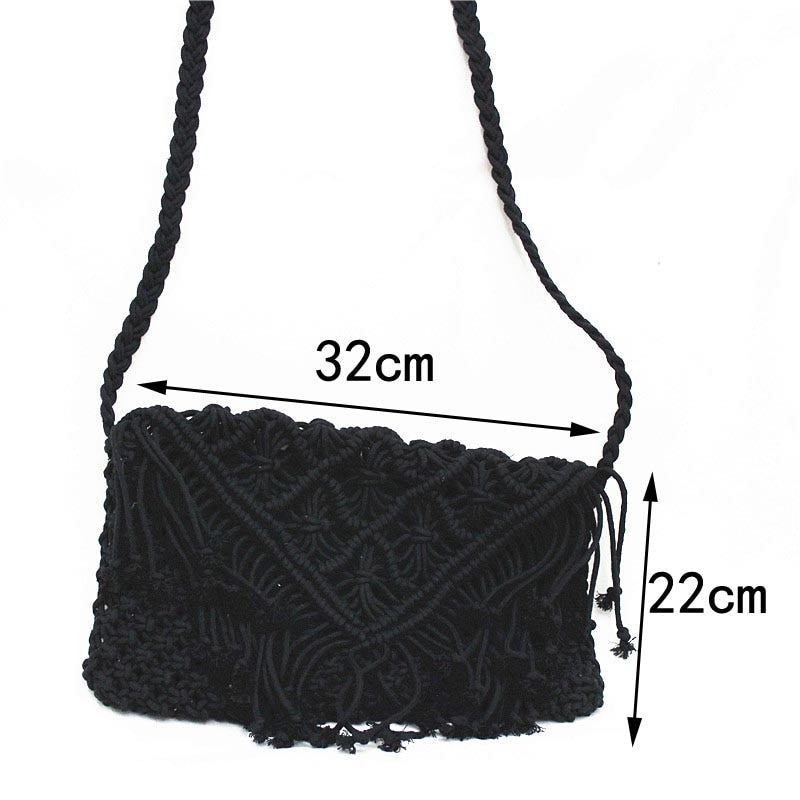 Tassel straw bag large clamshell cotton hand-woven casual female beach bag Knitted Messenger Bags