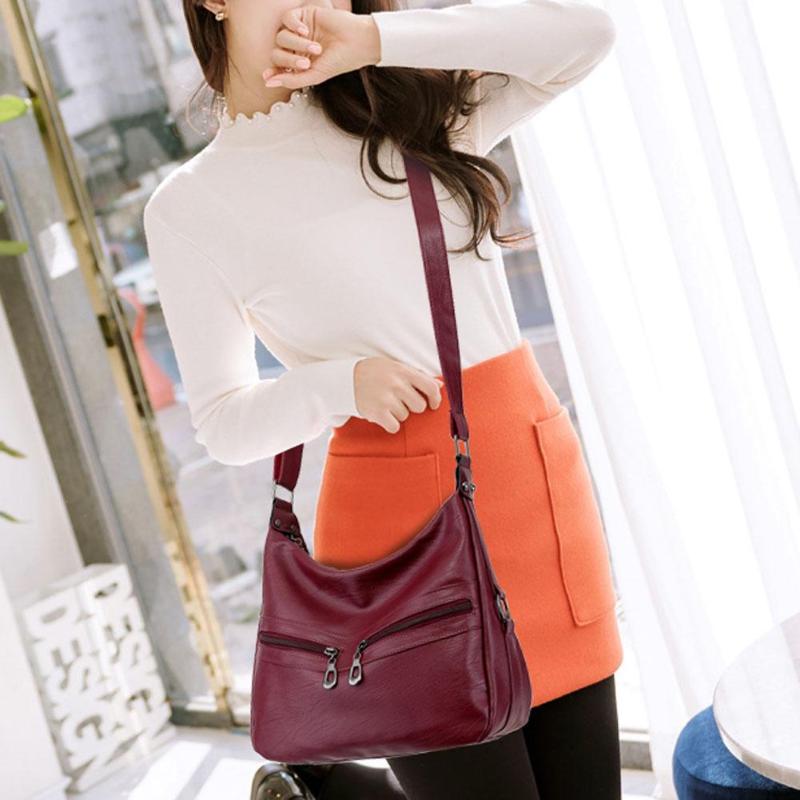 Women Hobos Handbag Brand Fashion Zipper PU Leather Shoulder Bag Elegant Ladies Messenger Bag Female Totes Shopping Bags