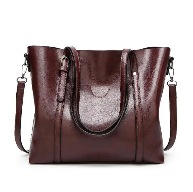 Women bag Oil wax Women's Leather Handbags Luxury Lady Hand Bags With Purse Pocket Women messenger bag