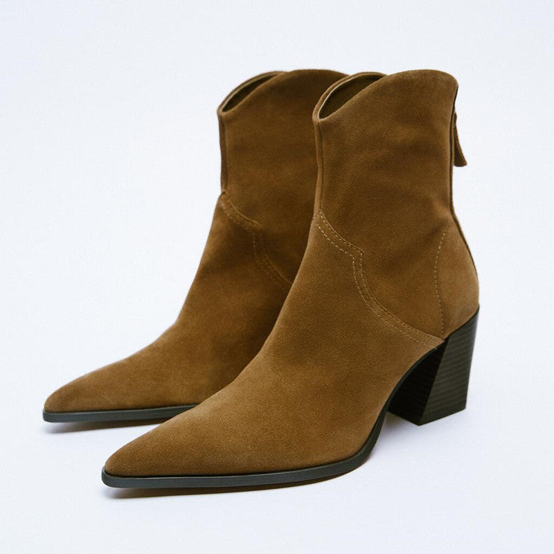 ZA 2021 Elegant Suede Ankle Boots