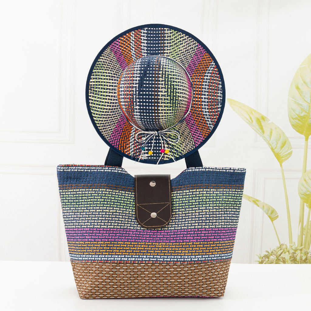 Fashionable Color-block Paper Bag for Women (Large)