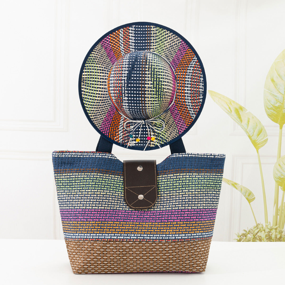 Fashionable Color-block Paper Bag for Women (Large)