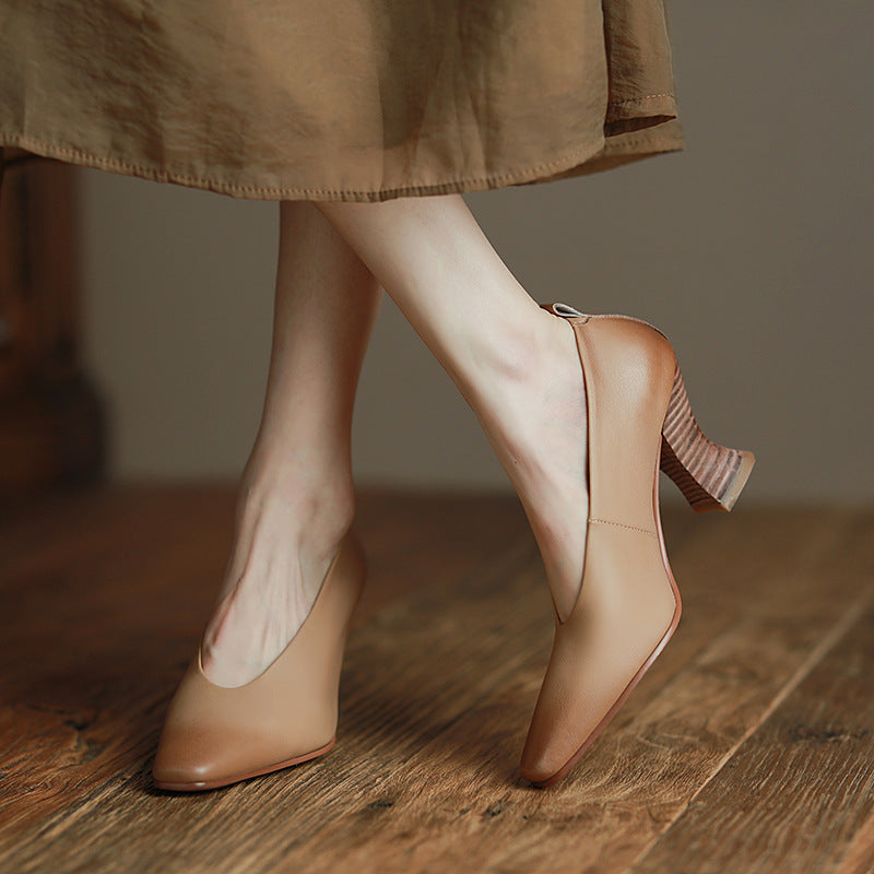 All-Season Retro Leather Heels