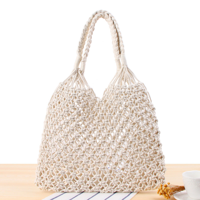 New Trendy Solid Color Woven Shoulder Bag for Women