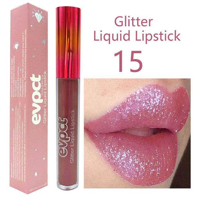 Elegant 15-Shade Glitter Lipstick Ensemble