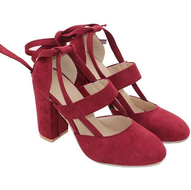 Suede Chunky Heeled Sandals with Ankle Straps