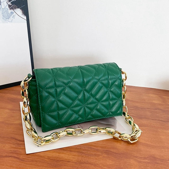 Women's PU Leather Rectangular Diamond Jacquard Bag