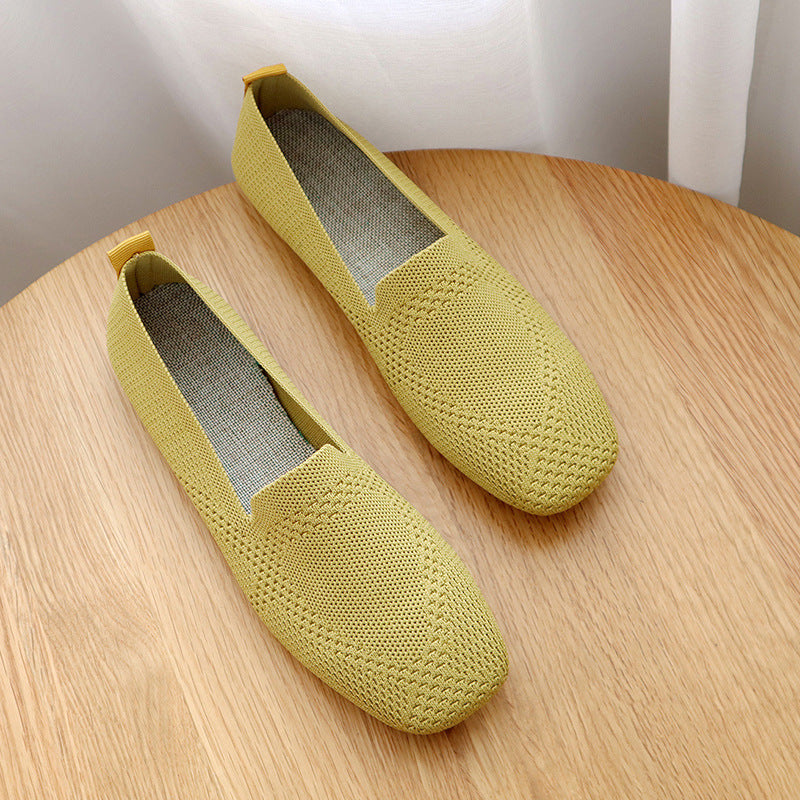 Plus Size Knitted Flat Shoes for Women (Spring/Fall)