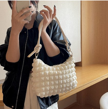 2023 Women's Soft Pleated Bubble Shoulder Bag