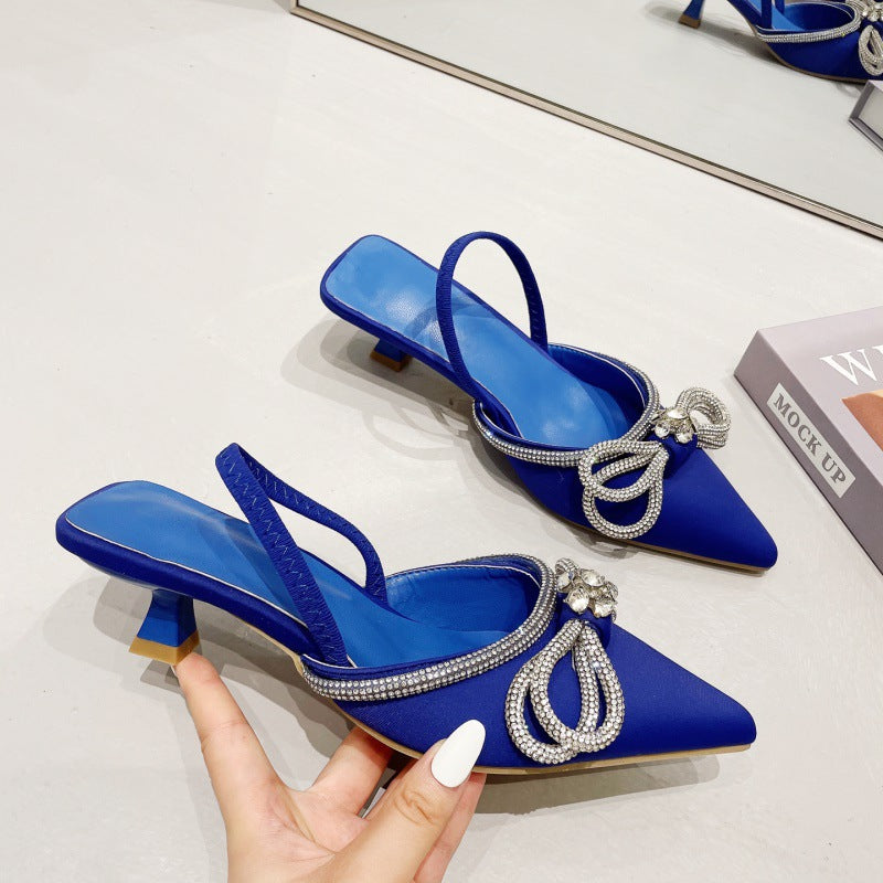 Elegant Rhinestone Bow High Heels
