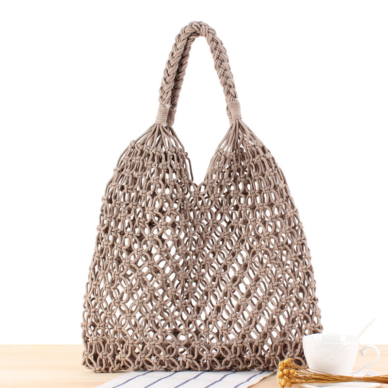 New Trendy Solid Color Woven Shoulder Bag for Women