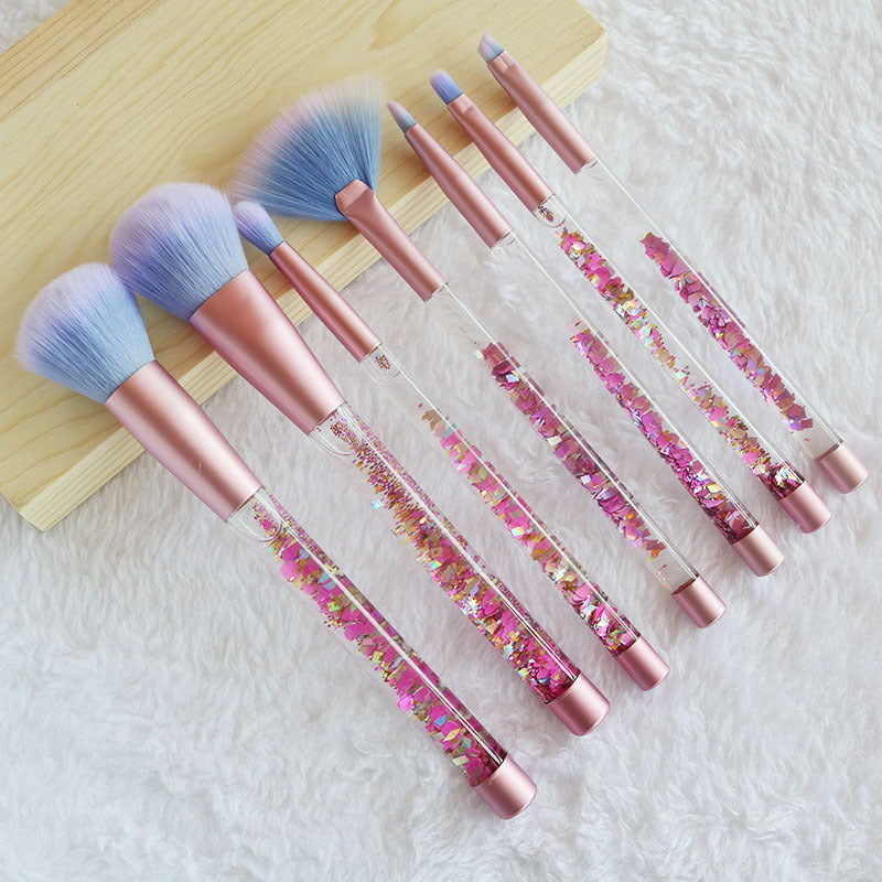 Elegant 7-Piece Crystal Liquid Makeup Brush Set