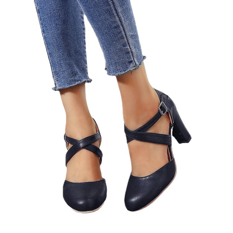 Elegant Baotou Buckle-Strap Sandals