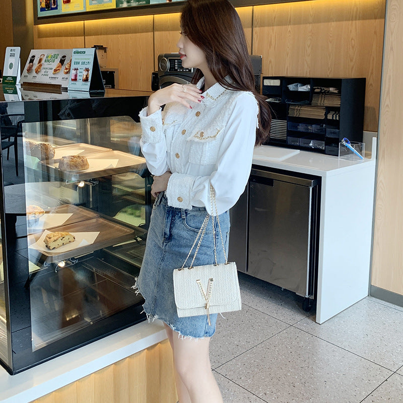 Fresh Rural Style Woven Chain Small Square Bag