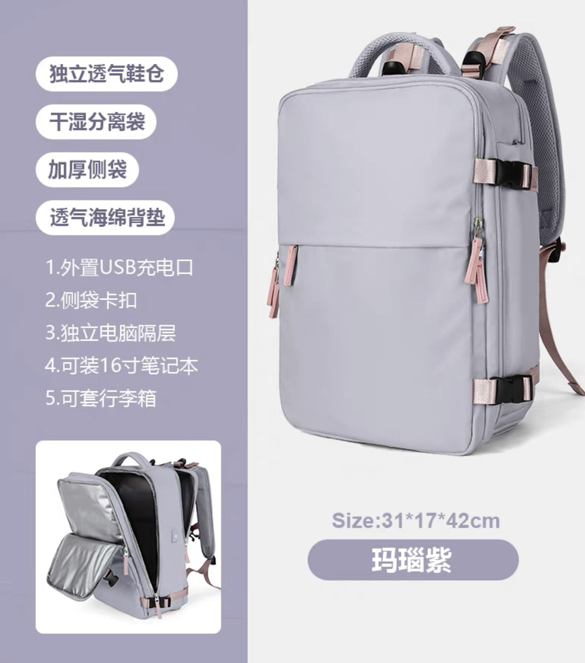 Large Capacity Waterproof Backpack for Moms and Travel