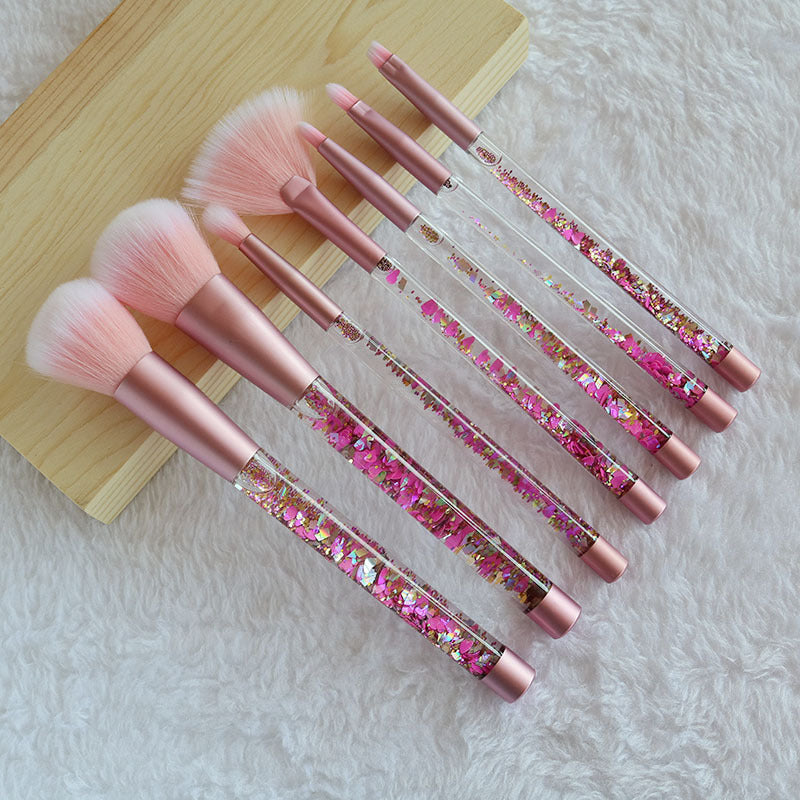Elegant 7-Piece Crystal Liquid Makeup Brush Set