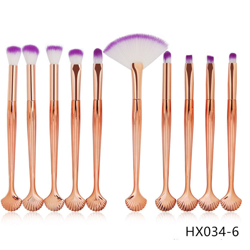 Elegant 10-Piece Shell Brush Set