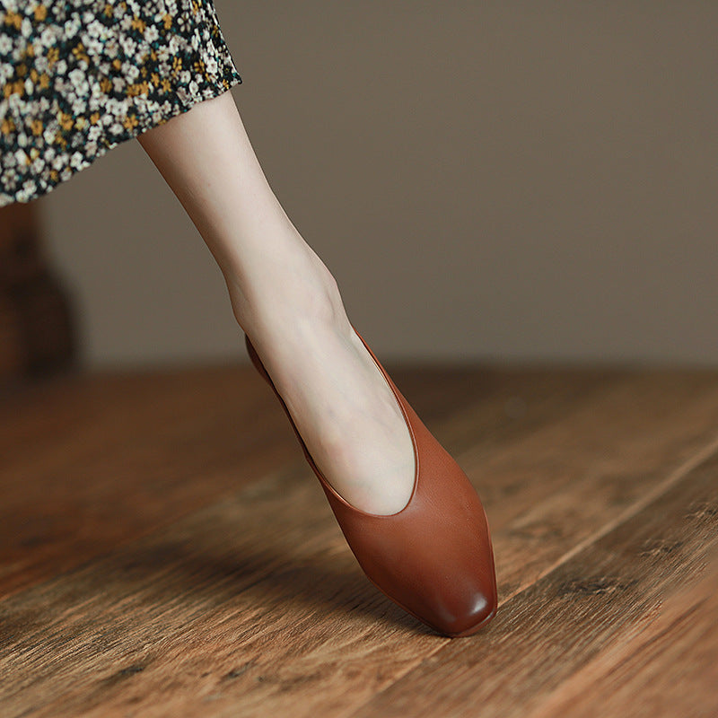 All-Season Retro Leather Heels
