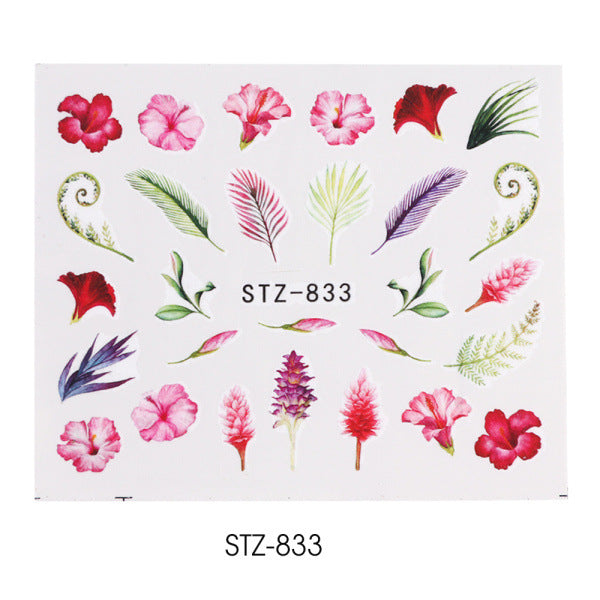 Elegant Green Leaf Rose Nail Decals