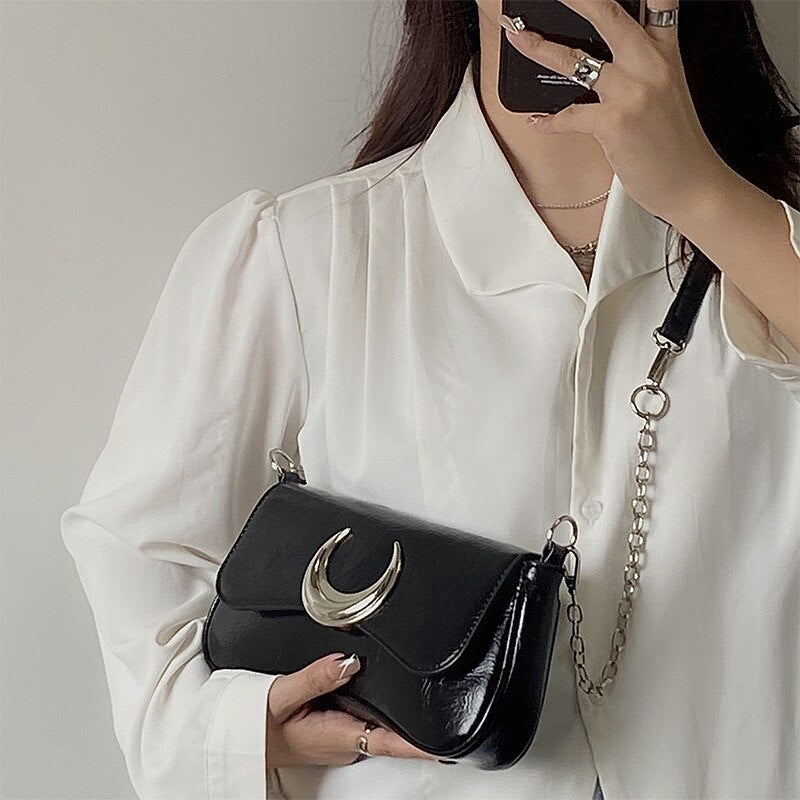 Niche Women's Moon Lock Underarm Shoulder Bag Tote