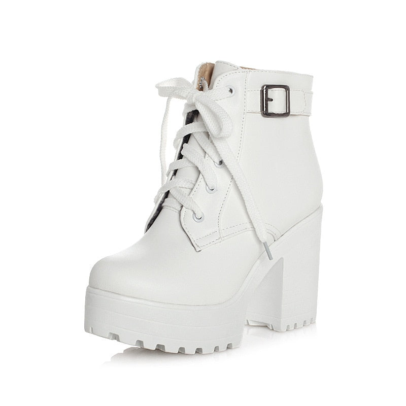 Long Lace-Up Chunky Heel Martin Boots