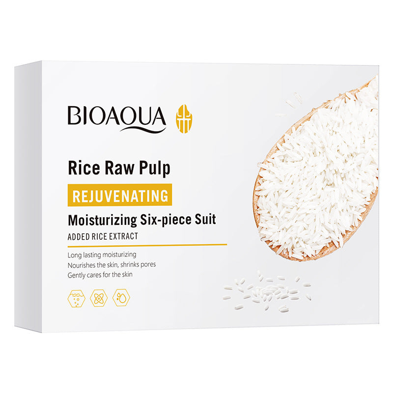 Elegant Rice Extract Skincare Ensemble - 6 Piece Set