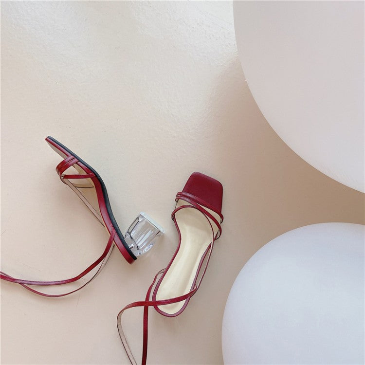 Elegant Leather Crystal Sandals
