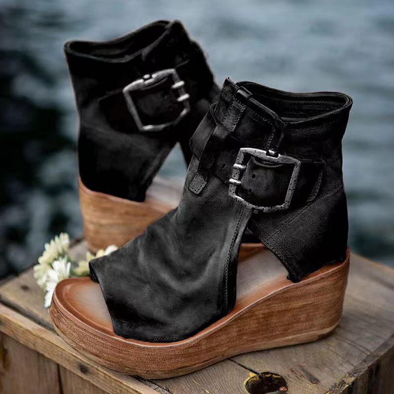 High Top Wedge Platform Fish Mouth Sandals for Women