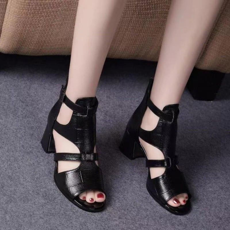 2023 New Women's Open-Toe Chunky Heeled Sandals
