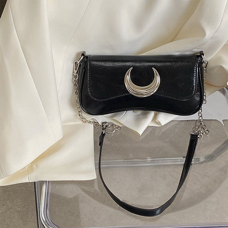 Niche Women's Moon Lock Underarm Shoulder Bag Tote