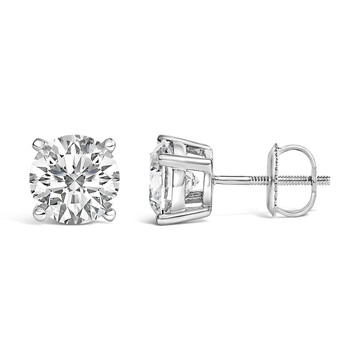 14K White Gold 2 1/2 Cttw Lab Grown Diamond Solitaire Stud Earrings