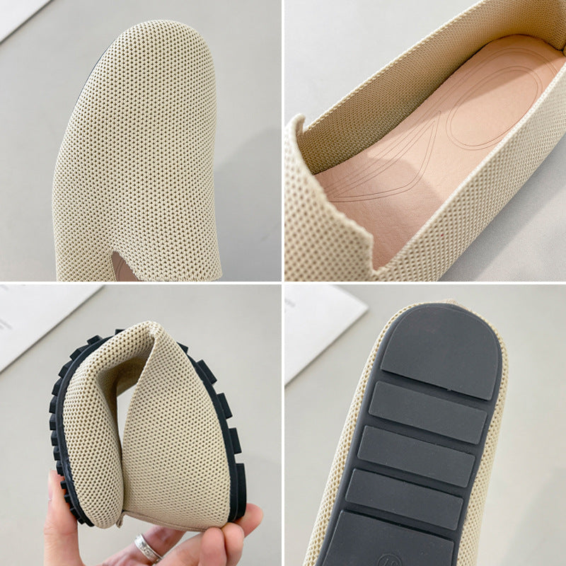 Plus Size Knitted Flat Shoes for Women (Spring/Fall)