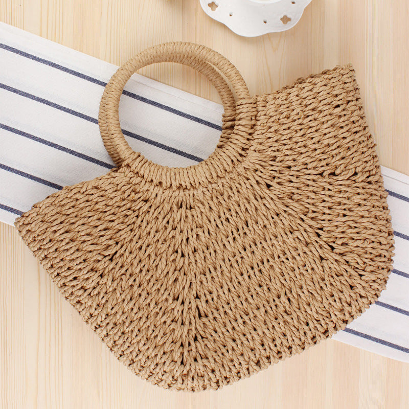 Large Handwoven Casual Straw Bag for Summer Beach