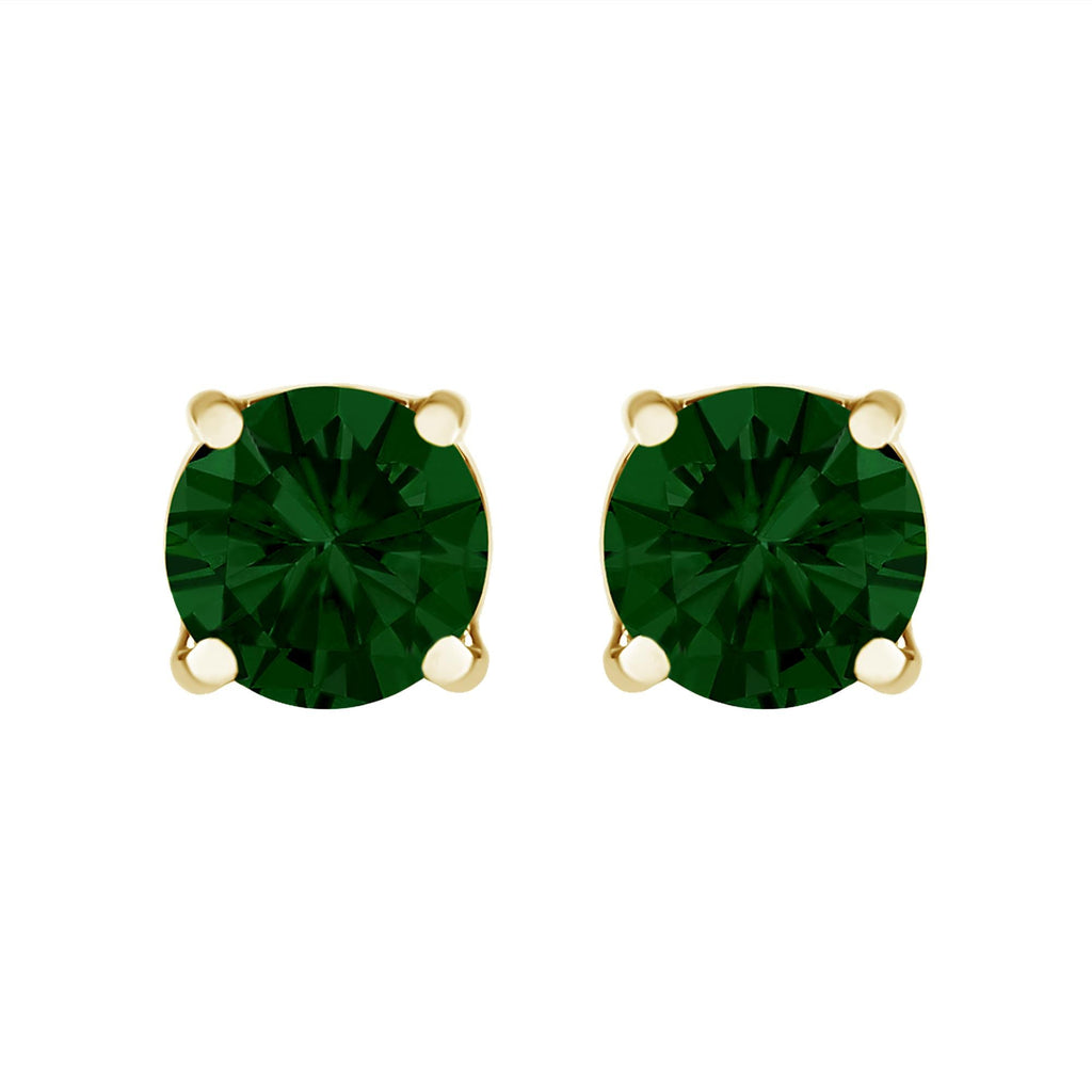 14K Gold Lab Grown Green Diamond Solitaire Stud Earrings