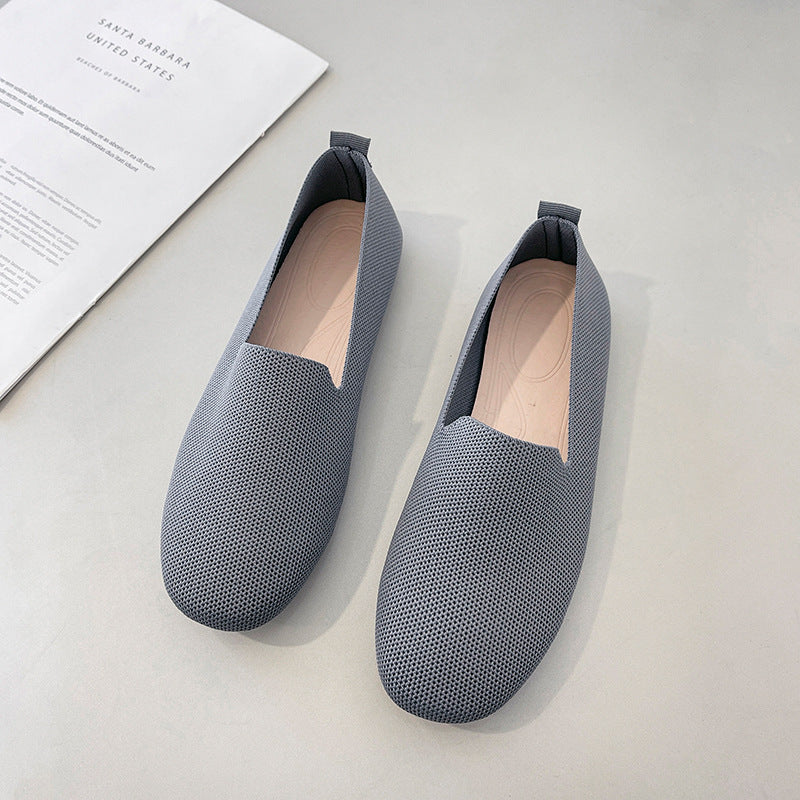Plus Size Knitted Flat Shoes for Women (Spring/Fall)