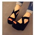 Wedge Heeled Peep Toe Sandals with Thick Sole