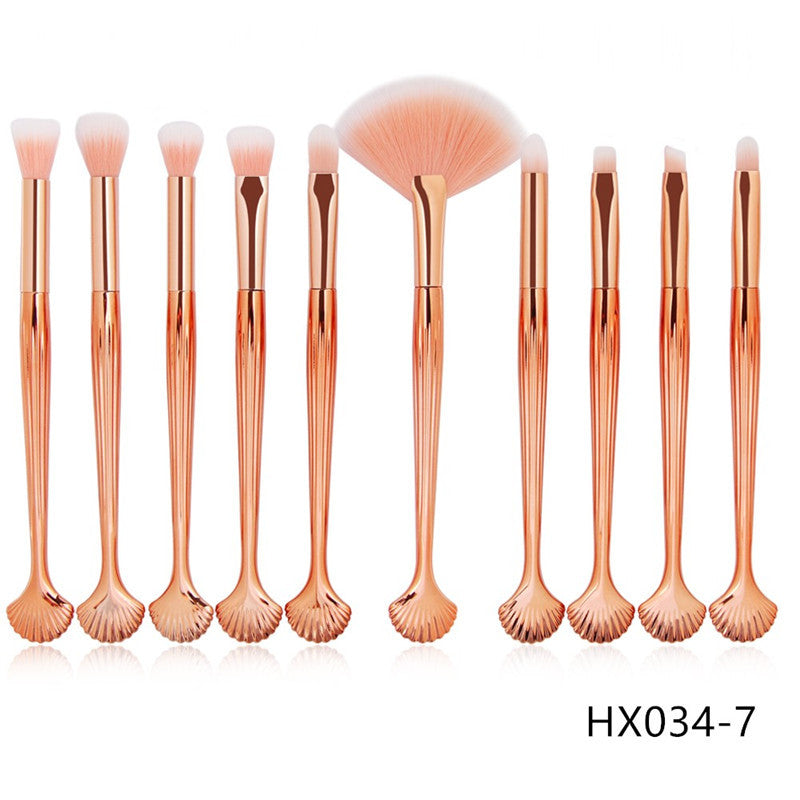 Elegant 10-Piece Shell Brush Set