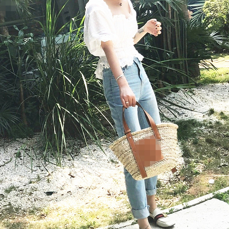 Sengjie Woven Water Grass Shoulder Tote Bag