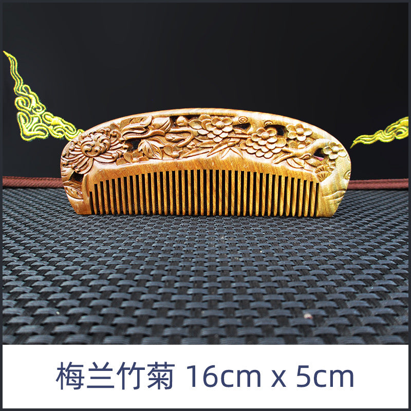 Antique-Style Green Sandalwood Comb Set