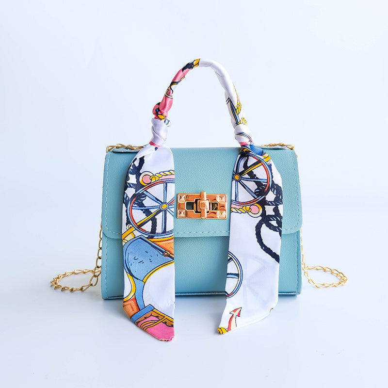 Trendy Women's Mini Chain Shoulder Bag with Scarf