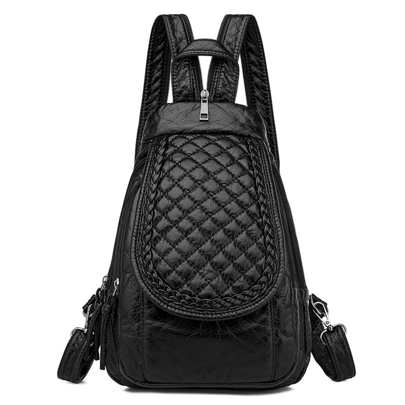Luxury Embroidered Solid Color Soft Backpack for Women